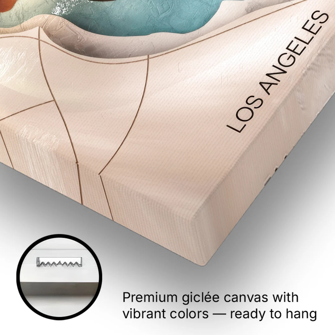Los Angeles Map Design - Canvas Wall Art - Gallery Wrap Corner