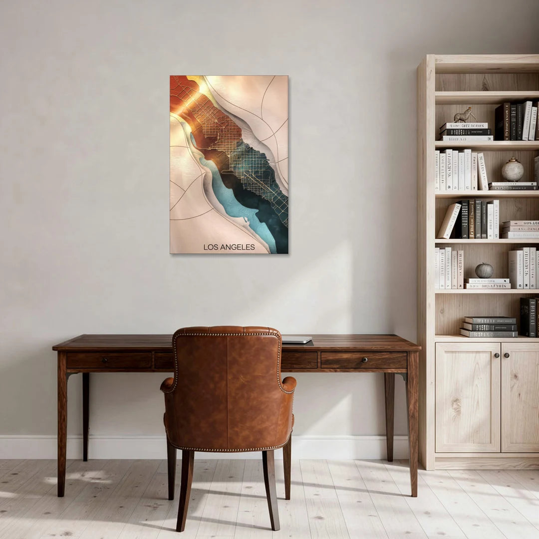 Los Angeles Map Design - Canvas Wall Art - Office - 24x36