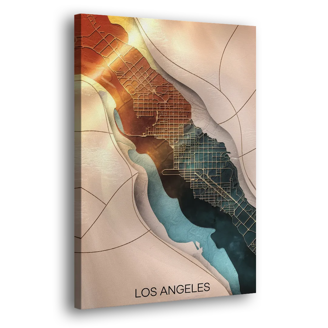 Los Angeles Map Design Side - Canvas Wall Art