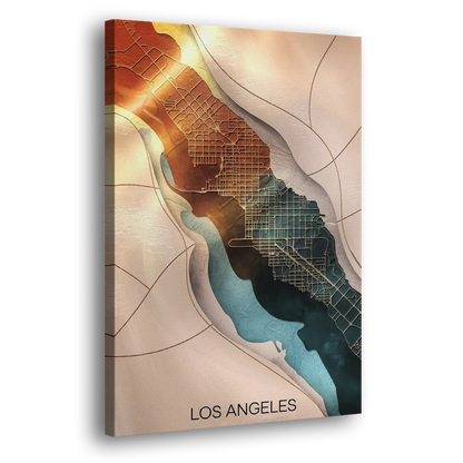 Los Angeles Map Design Side - Canvas Wall Art