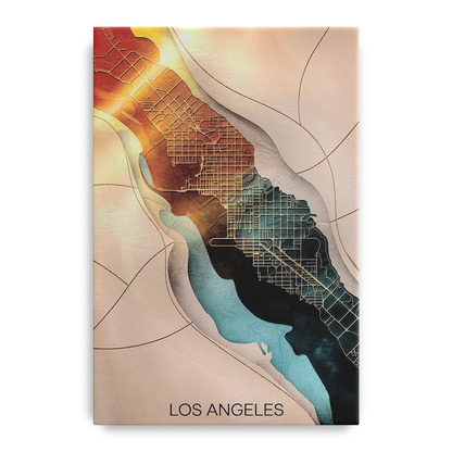 Los Angeles Map Design Front - Canvas Wall Art