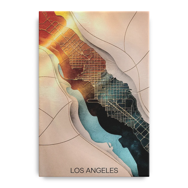 Los Angeles Map Design Front - Canvas Wall Art