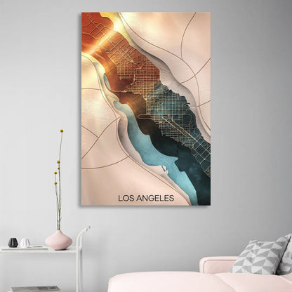 Los Angeles Map Design Sitting Room - Canvas Wall Art