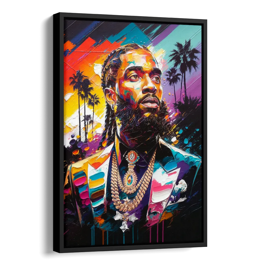 Los Angeles Nipsey Hussle Tribute Side - Black Canvas Wall Art