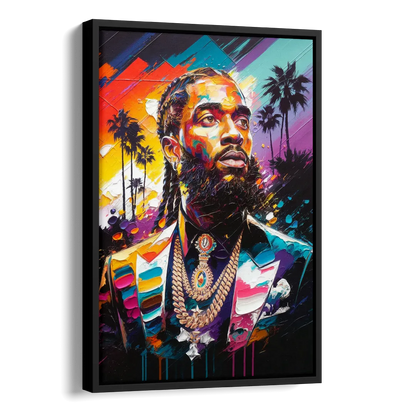Los Angeles Nipsey Hussle Tribute Side - Black Canvas Wall Art