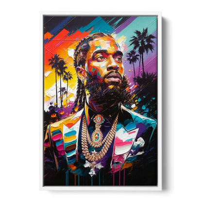 Los Angeles Nipsey Hussle Tribute Front - White Canvas Wall Art