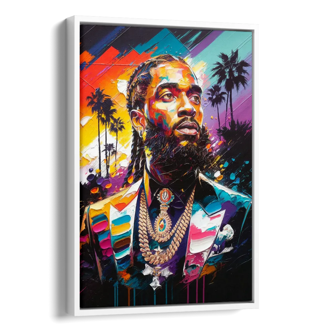 Los Angeles Nipsey Hussle Tribute Side - White Canvas Wall Art