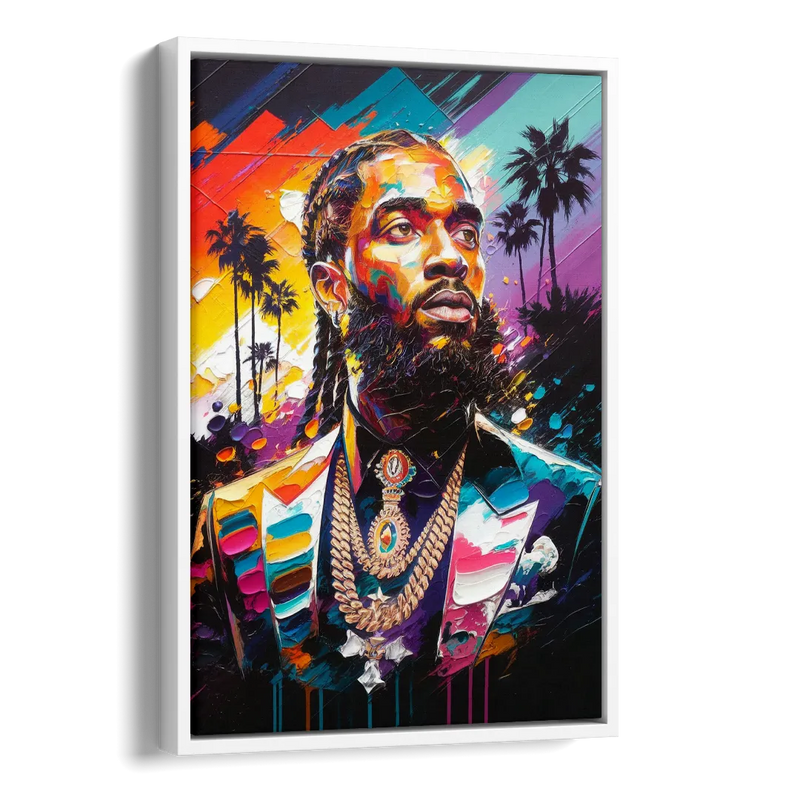 Los Angeles Nipsey Hussle Tribute Side - White Canvas Wall Art