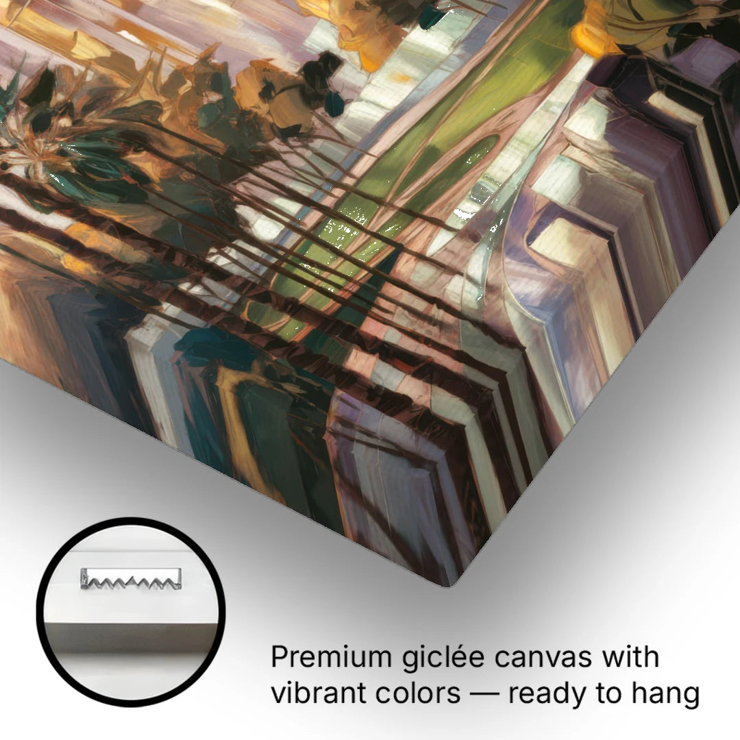 Los Angeles Palm Trees and Skyscrapers - Canvas Wall Art - Gallery Wrap Corner
