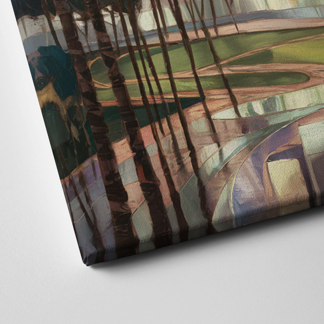Los Angeles Palm Trees and Skyscrapers Canvas Close Up