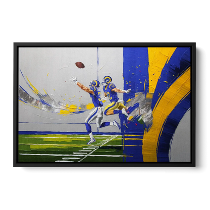 Los Angeles Rams Super Bowl Champions Front - Black Canvas Wall Art
