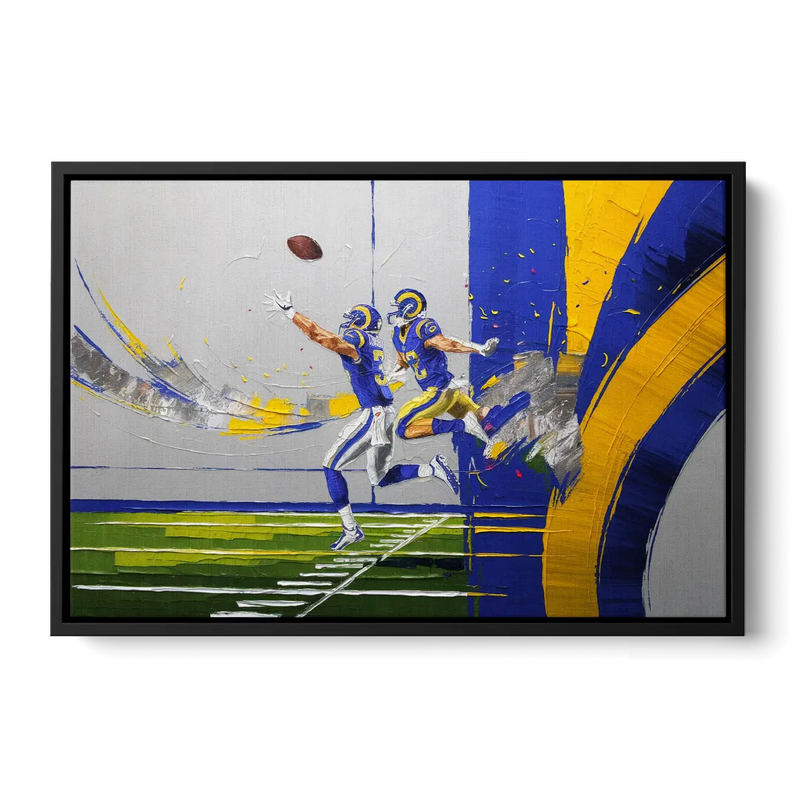 Los Angeles Rams Super Bowl Champions Front - Black Canvas Wall Art