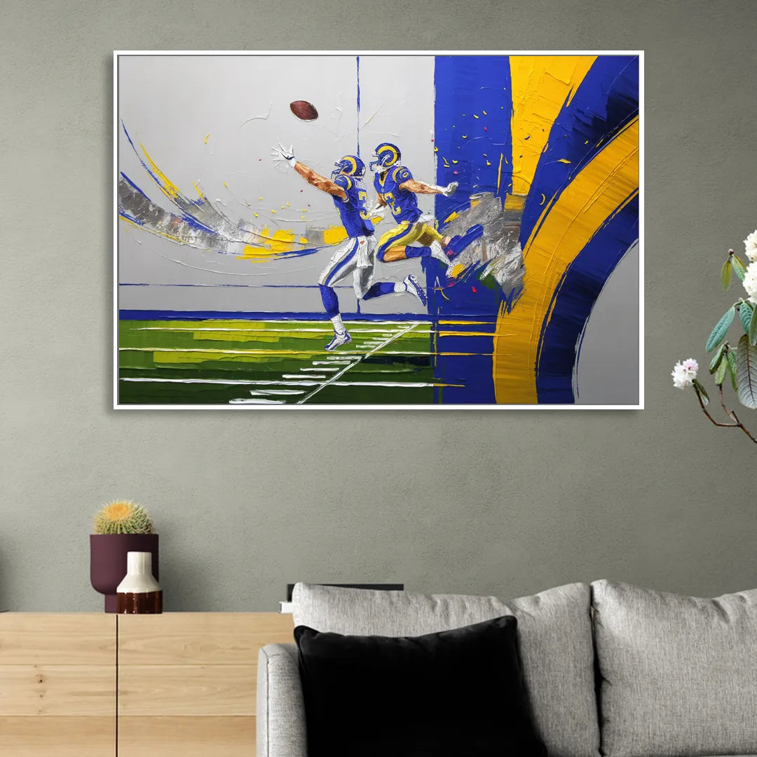 Los Angeles Rams Super Bowl Champions Living Room - White Canvas Wall Art