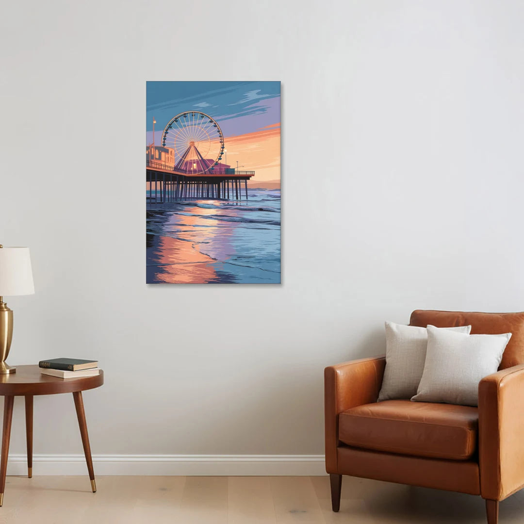 Los Angeles Santa Monica Pier - Canvas Wall Art - Sofa - 24x36