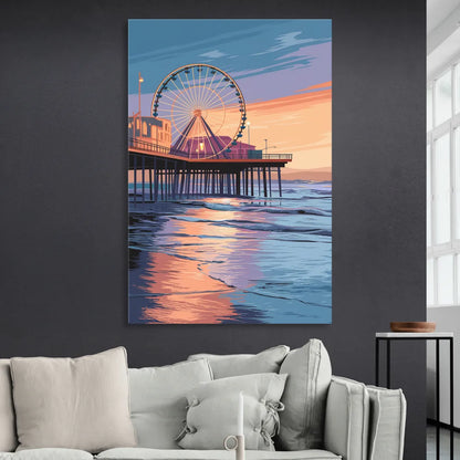Los Angeles Santa Monica Pier Sitting Room - Canvas Wall Art