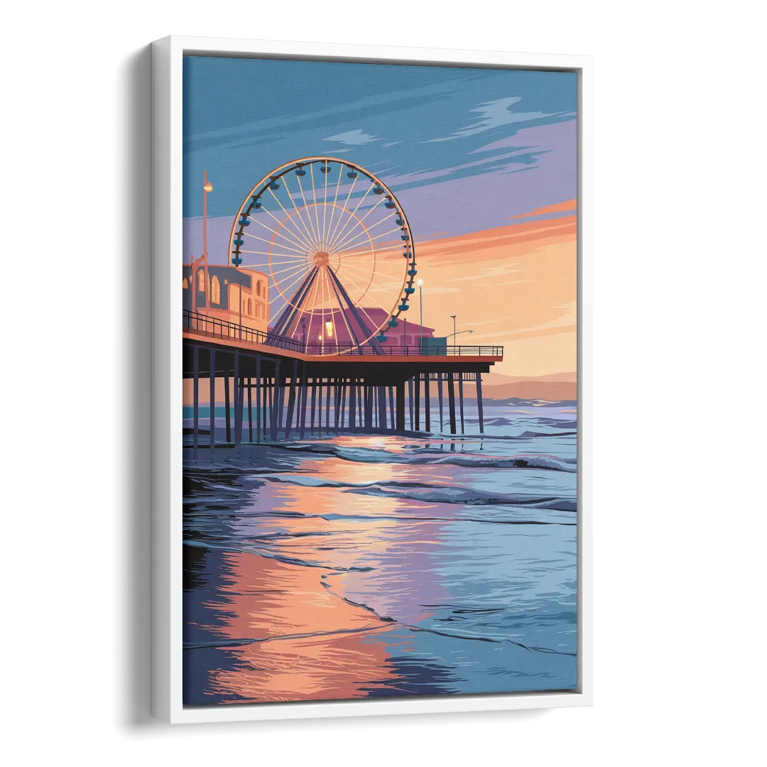 Los Angeles Santa Monica Pier Side - White Canvas Wall Art