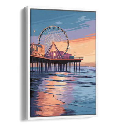 Los Angeles Santa Monica Pier Side - White Canvas Wall Art