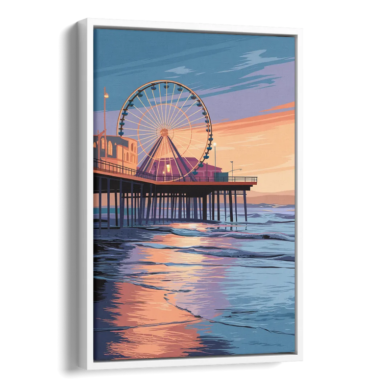 Los Angeles Santa Monica Pier Side - White Canvas Wall Art