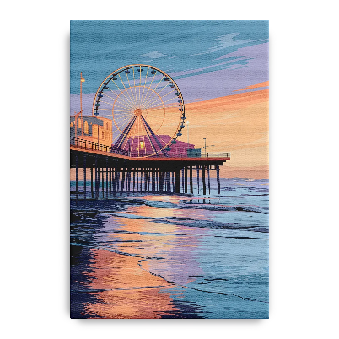 Los Angeles Santa Monica Pier Front - Canvas Wall Art