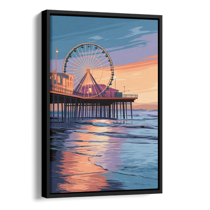 Los Angeles Santa Monica Pier Side - Black Canvas Wall Art