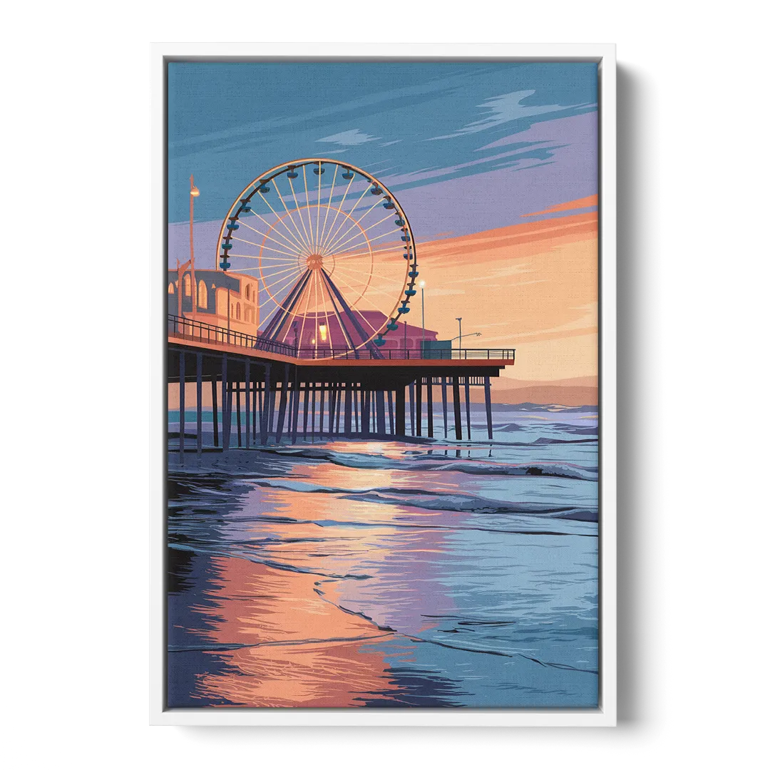 Los Angeles Santa Monica Pier Front - White Canvas Wall Art