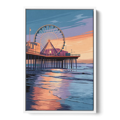 Los Angeles Santa Monica Pier Front - White Canvas Wall Art