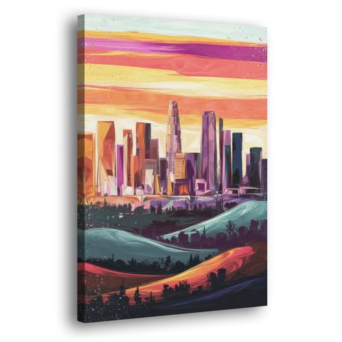 Los Angeles Skyline at Sunset - Canvas Wall Art - Side