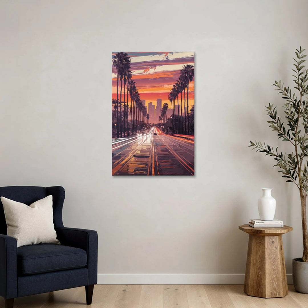 Los Angeles Sunset Boulevard - Canvas Wall Art - Sofa - 24x36
