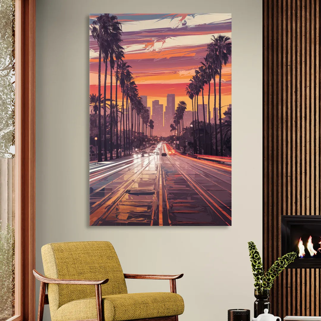 Los Angeles Sunset Boulevard Sitting Room - Canvas Wall Art