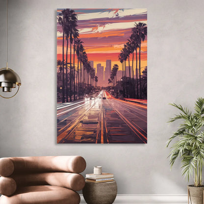 Los Angeles Sunset Boulevard Living Room - Canvas Wall Art