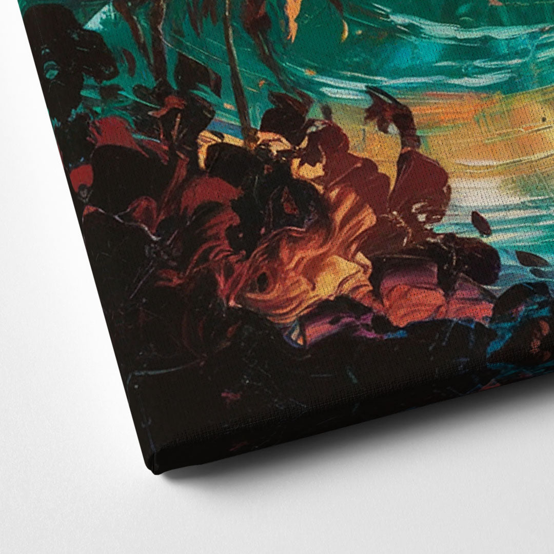 Los Angeles Sunset Over The Ocean Canvas Close Up