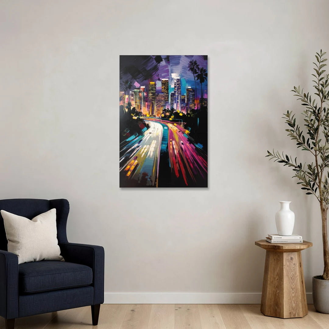 Los Angeles Urban Cityscape - Canvas Wall Art - Sofa - 24x36
