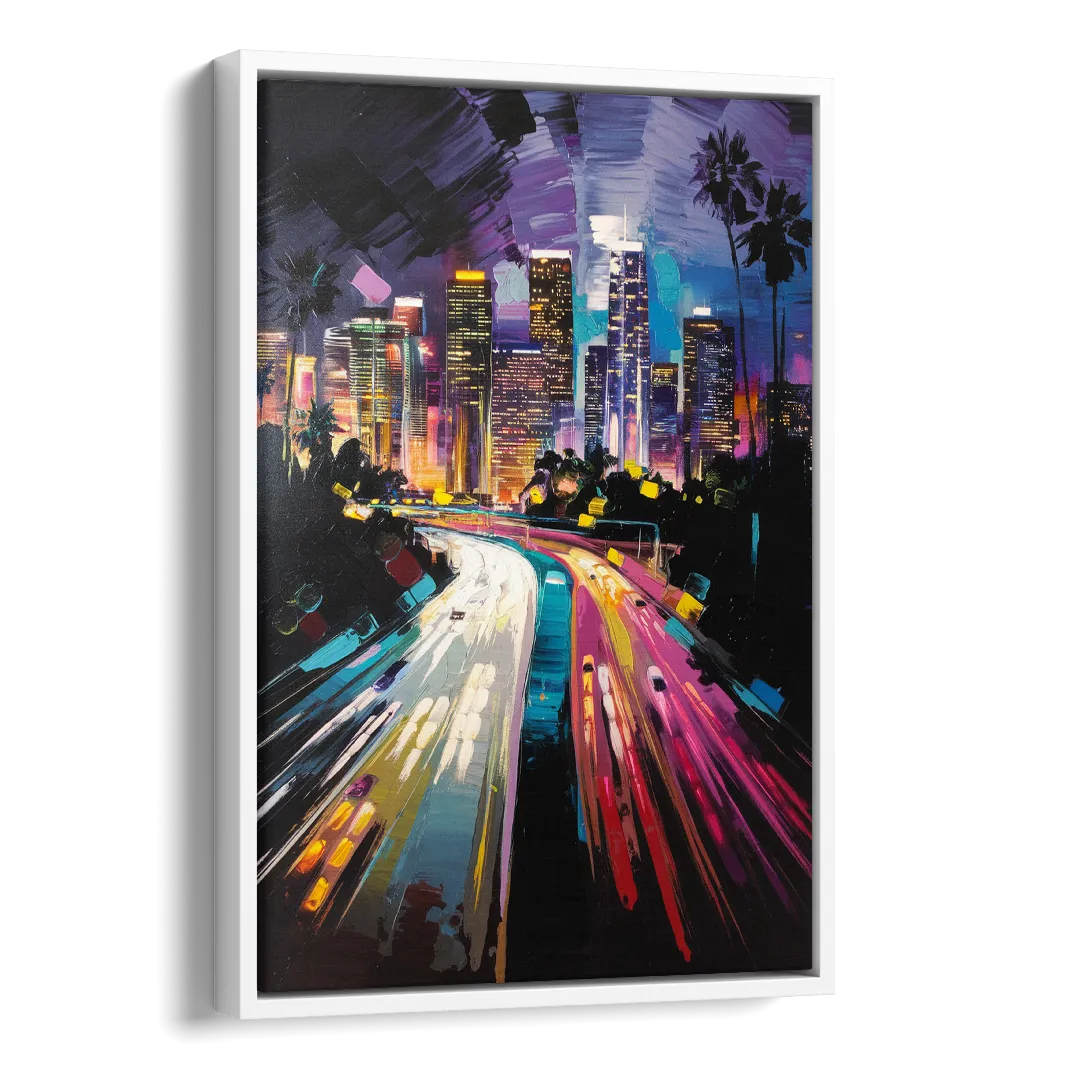 Los Angeles Urban Cityscape Side - White Canvas Wall Art