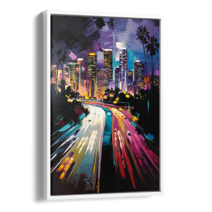 Los Angeles Urban Cityscape Side - White Canvas Wall Art
