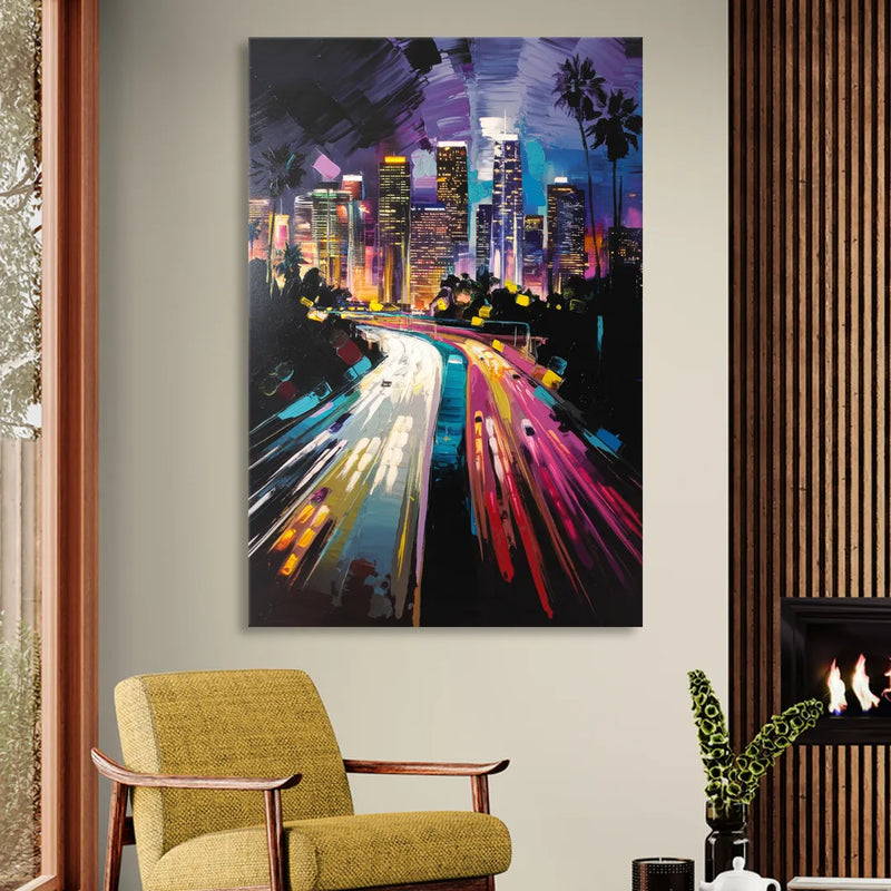 Los Angeles Urban Cityscape Living Room - Canvas Wall Art