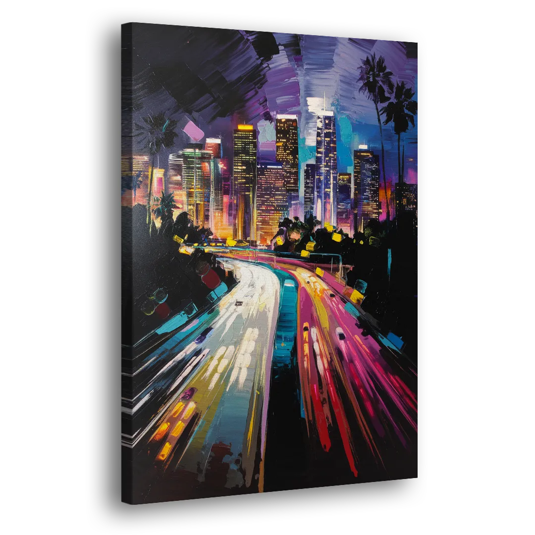 Los Angeles Urban Cityscape Side - Canvas Wall Art