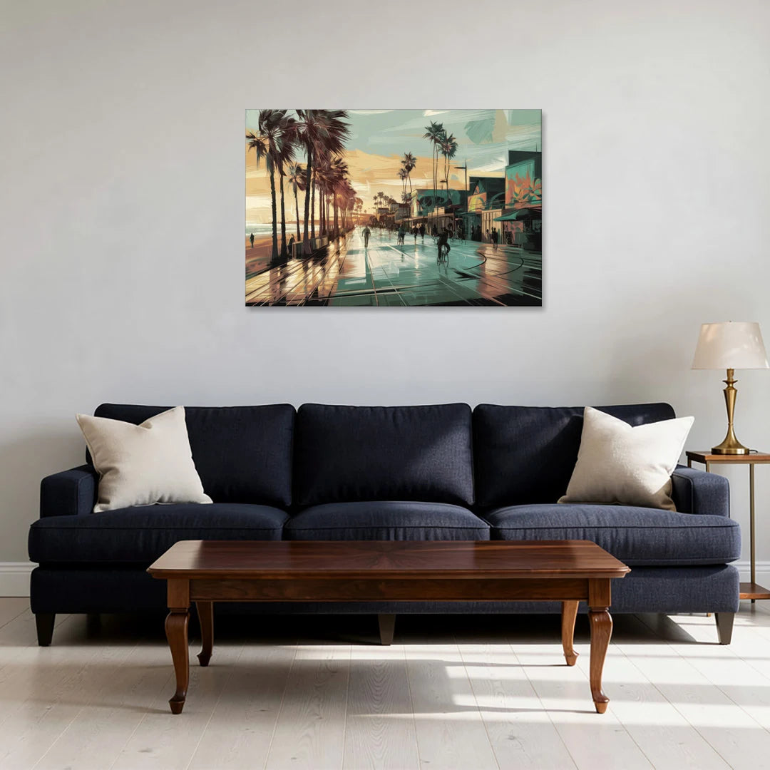 Los Angeles Venice Beach Boardwalk - Canvas Wall Art - Sofa - 36x24