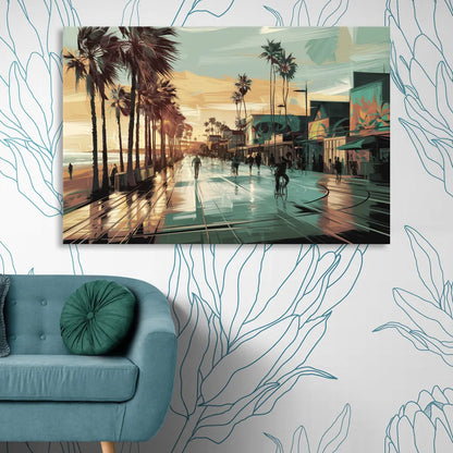 Los Angeles Venice Beach Boardwalk Sitting Room - Canvas Wall Art