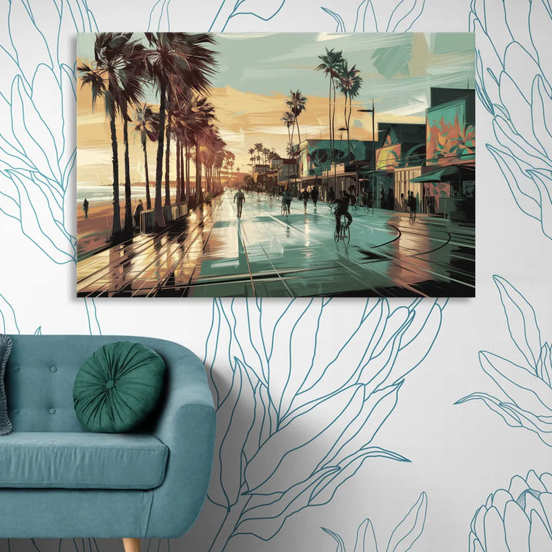 Los Angeles Venice Beach Boardwalk Sitting Room - Canvas Wall Art