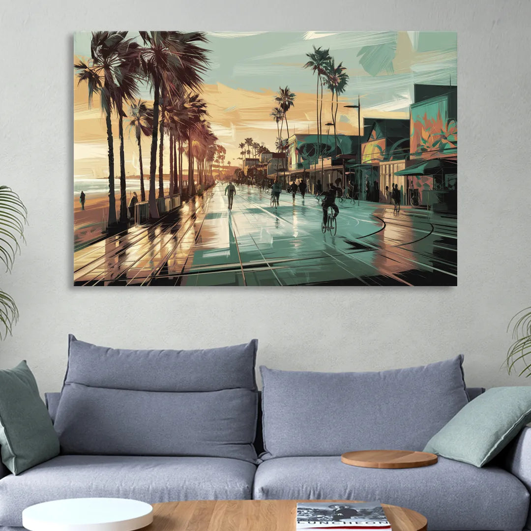 Los Angeles Venice Beach Boardwalk Living Room - Canvas Wall Art