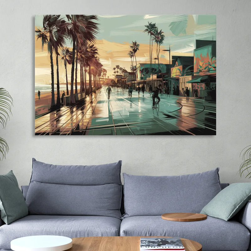 Los Angeles Venice Beach Boardwalk Living Room - Canvas Wall Art