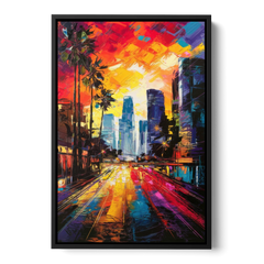Los Angeles Vibrant Street Art - Black Framed Canvas Wall Art - Front