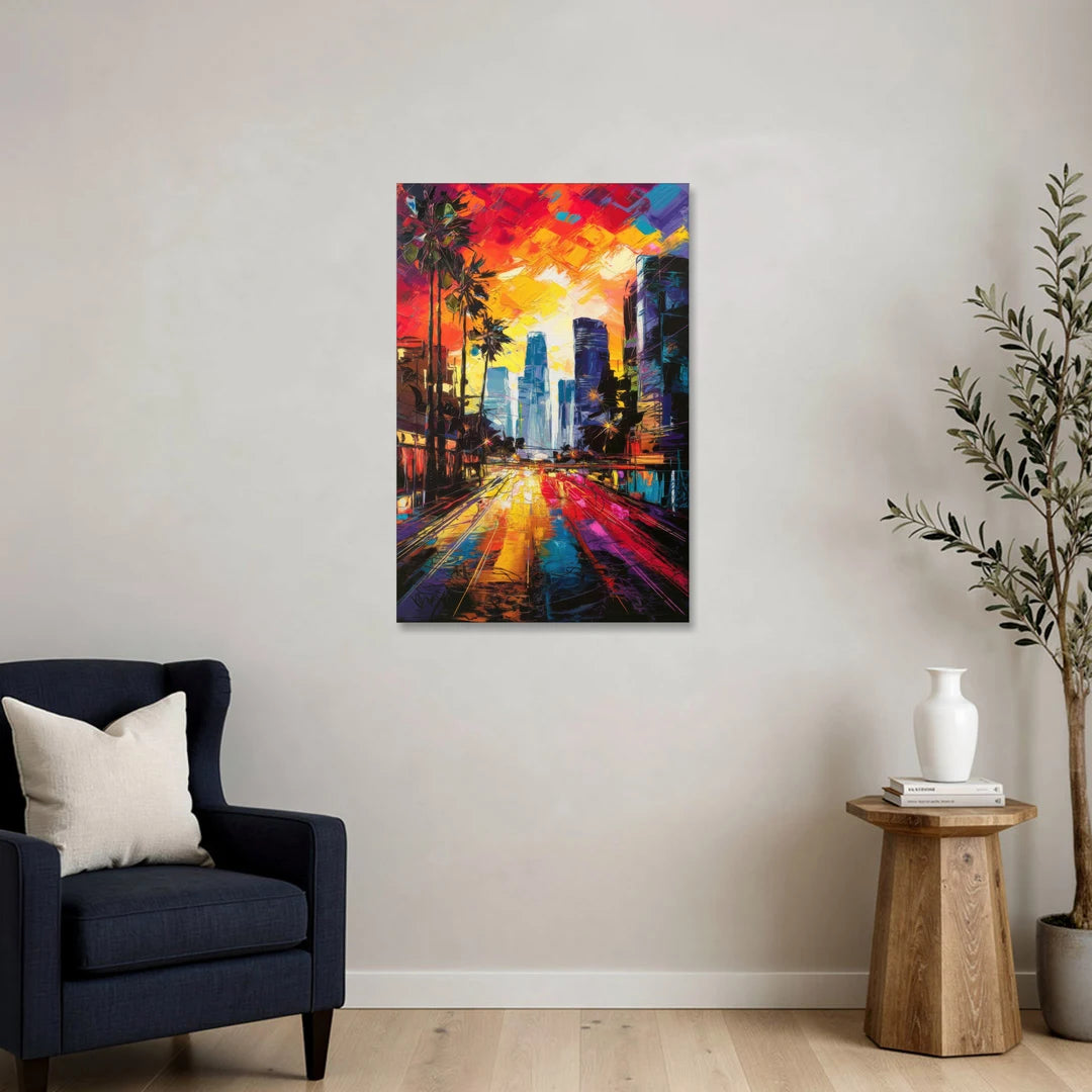 Los Angeles Vibrant Street Art - Canvas Wall Art - Sofa - 24x36