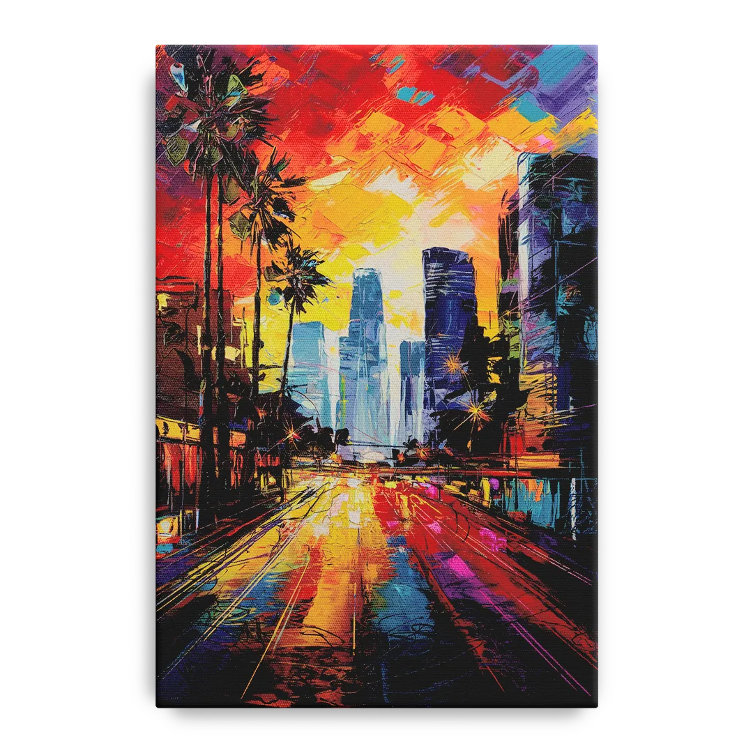Los Angeles Vibrant Street Art Front - Canvas Wall Art