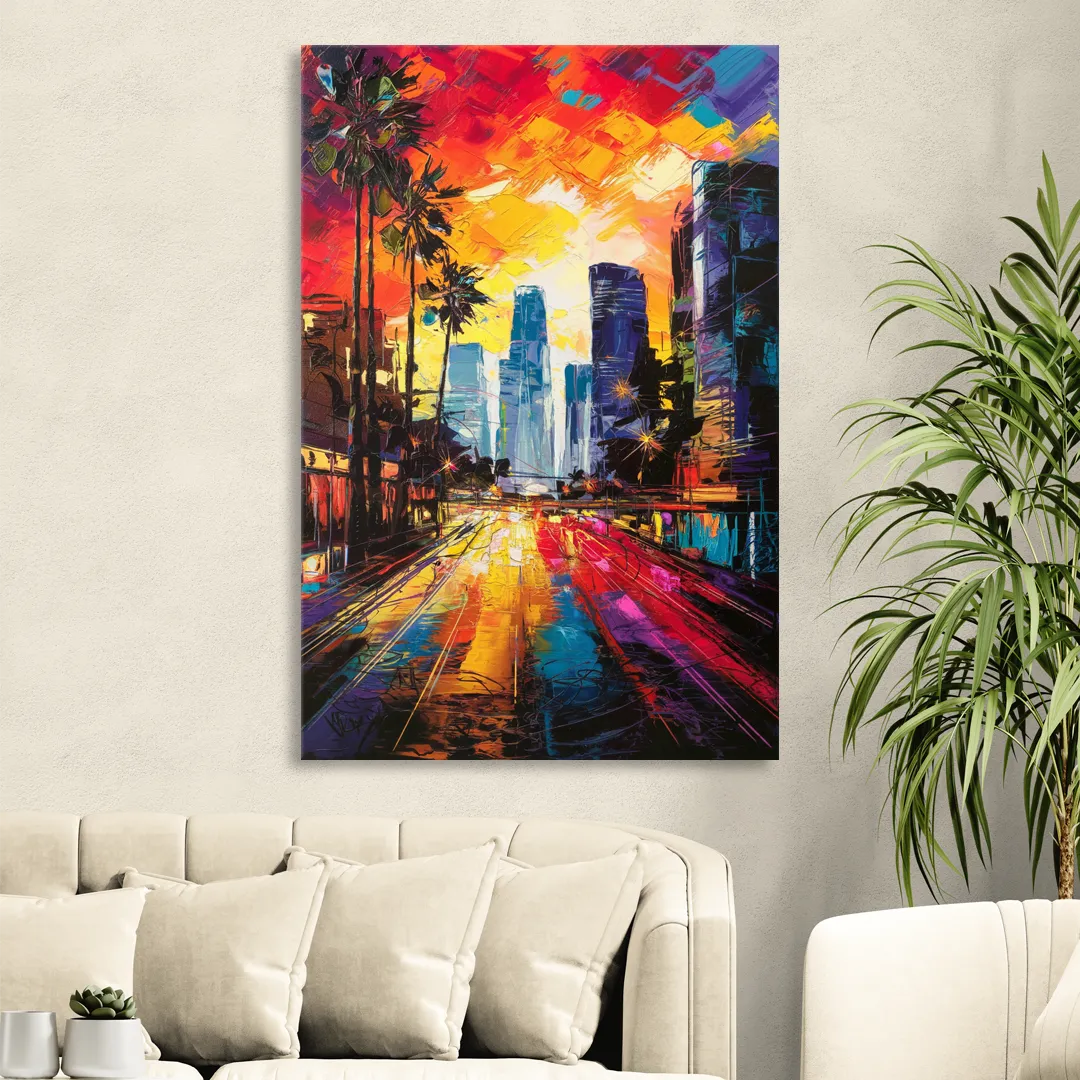 Los Angeles Vibrant Street Art Sitting Room - Canvas Wall Art