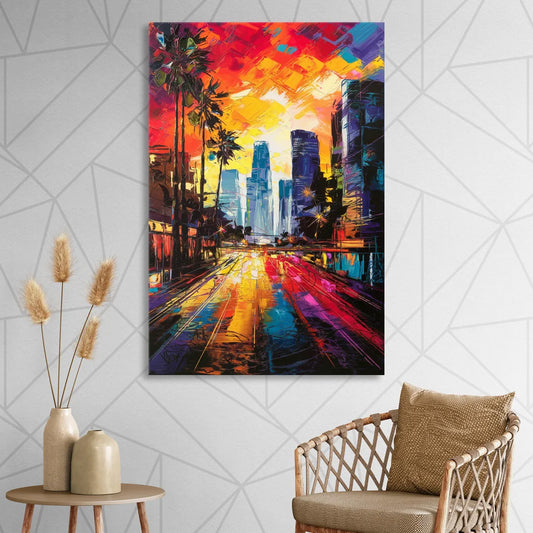 Los Angeles Vibrant Street Art Living Room - Canvas Wall Art