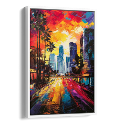 Los Angeles Vibrant Street Art Side - White Canvas Wall Art