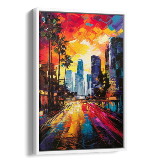 Los Angeles Vibrant Street Art Side - White Canvas Wall Art