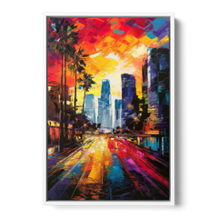 Los Angeles Vibrant Street Art - White Framed Canvas Wall Art - Front