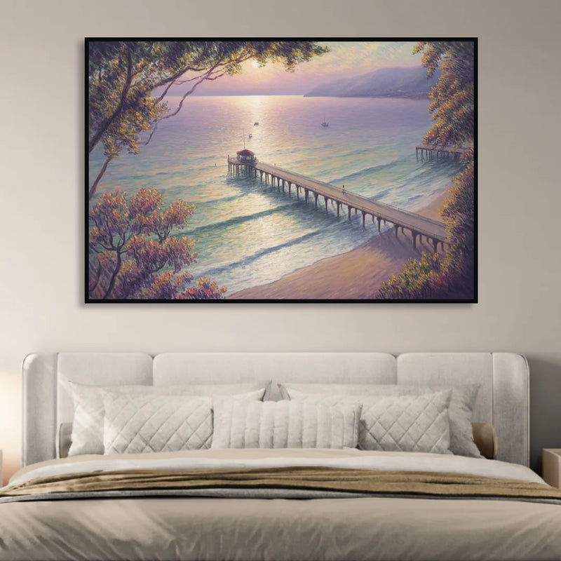 Los Muertos Pier Sitting Room - Black Canvas Wall Art